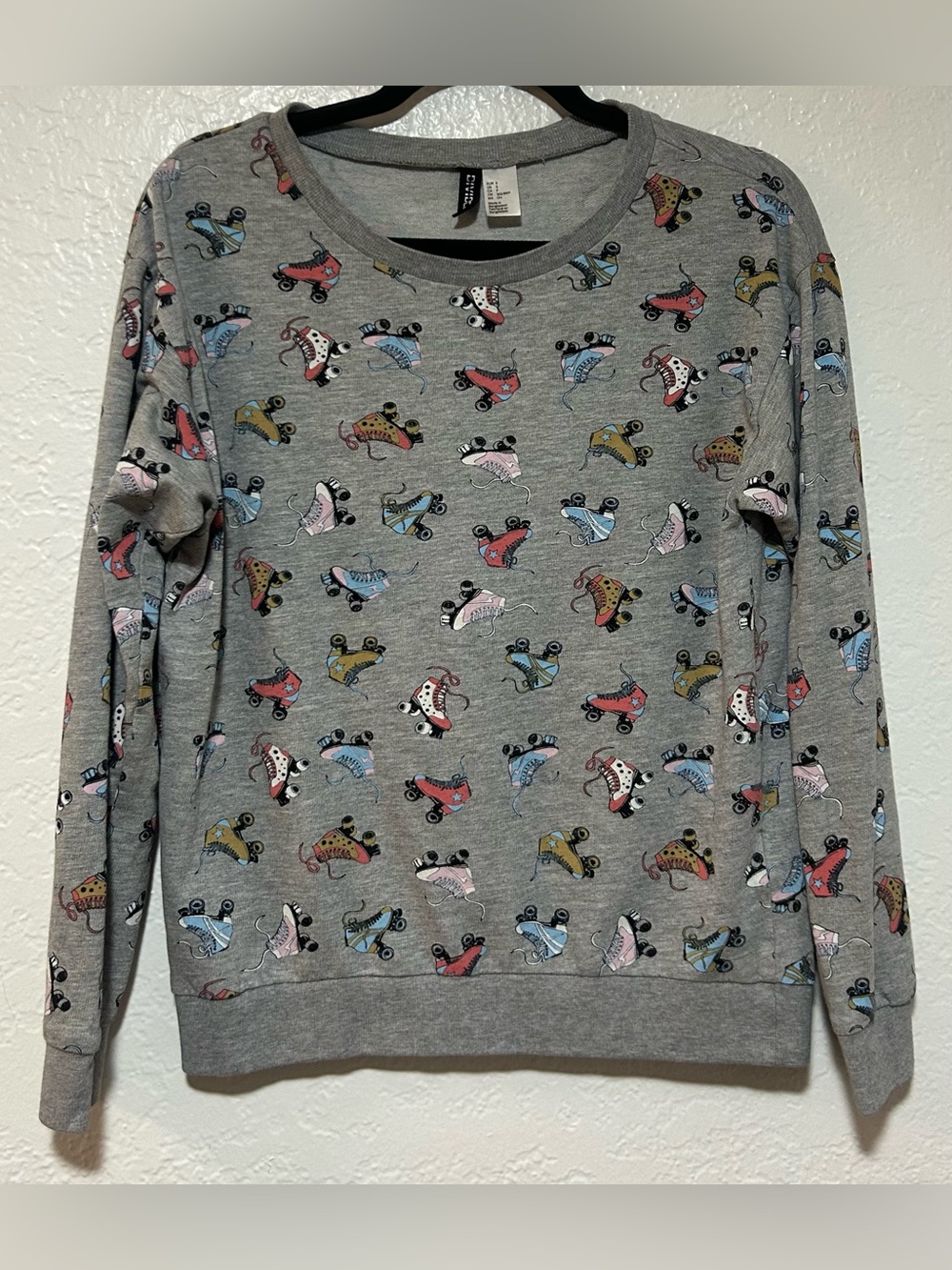H&M Roller Skate Print Grey Crewneck Sweater